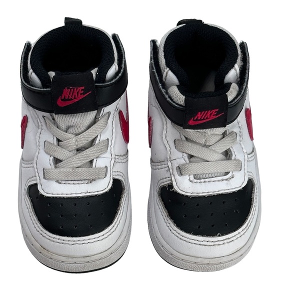 Nike Court Borough Mid White/Black/Red Toddler Size 5C - Picture 2 of 6